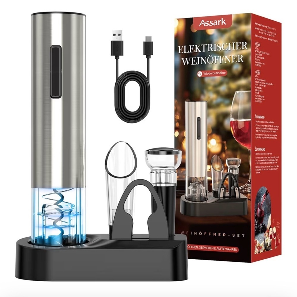 New Electric Wine Opener Set - Silver and Black​​